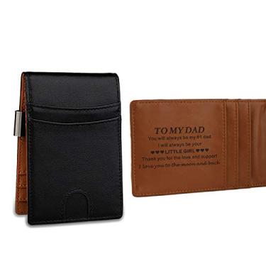 Imagem de Awofer Carteira de couro personalizada com clipe de dinheiro - presentes masculinos perfeitos para marido, filho, pai ou namorado, To dad from daughterA, One_Size, Minimalista