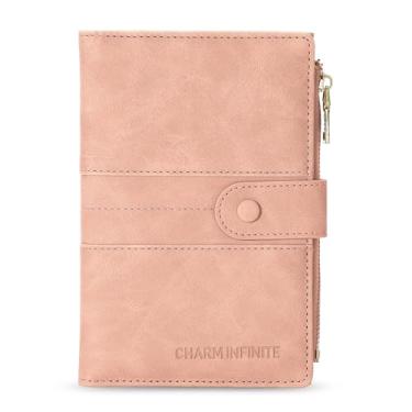 Imagem de Porta-passaporte para mulheres, homens, fina, com bloqueio de RFID, capa para passaporte de viagem, bolsa carteira com bolso com zíper e compartimento para cartão de vacina, rosa, Casual