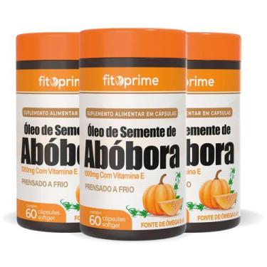 Imagem de Kit 3 Óleo de Semente de Abóbora 1000mg Com Vitamina E 60 Cápsulas Fit