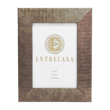Imagem de Porta-Retrato Decorativo Madeira Texturizado Metalizado 13x18cm