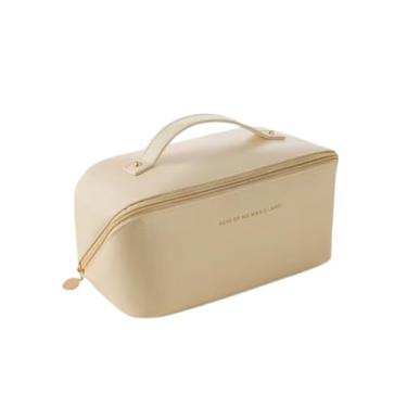 Imagem de Bolsa Necessaire Feminina Blogueira Organizador Maquiagem Cosméticos Viagem Com Alça E-ShopCenter (Off White)