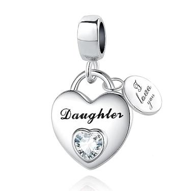 Imagem de QeenseKc Love You Family Heart Pendant Charm Cubic Zirconia Bead for Pandora Bracelet Necklace, Metal, Base