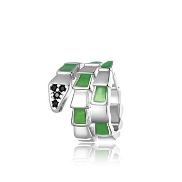 Imagem de MiWangLing Joaninha Elefante Lucky Four Leaf Trevo Charm Bead para Pulseira Pandora, esmalte, Base