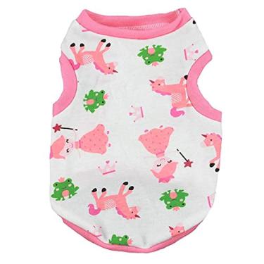 Imagem de HRTTSY Camiseta para cães pequenos cães médios gatos filhotes gato camisetas regatas macias respirável cão sem mangas colete roupas primavera verão algodão roupas para animais de estimação (rosa menina, M)