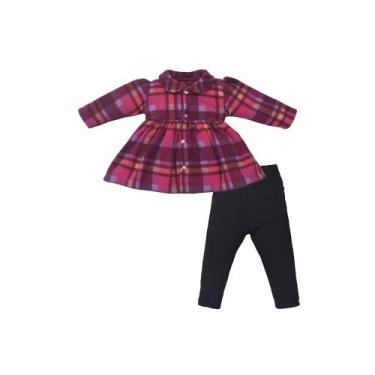Imagem de Conjunto Bebê Menino Inverno Manga Longa Xadrês Rosa - Upi Ulli, P