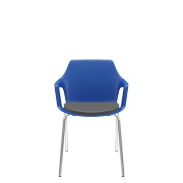 Imagem de Cadeira Vesper Assento Almofadado 4 Pés Estrutura Cromada com Braços F