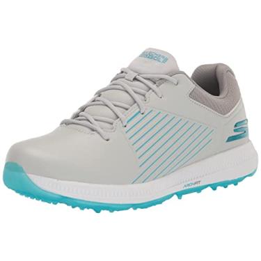 Imagem de Skechers Tênis de golfe feminino ousado impermeável Spikeless, Cinza/Turquesa, 36