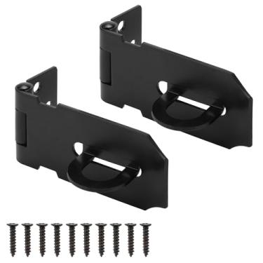 Imagem de Trava de ferrolho de porta de 7,6 cm, fecho de segurança para fecho, ferrolho de aço inoxidável para portão de cerca ao ar livre, porta de celeiro, armário de galpão, gaveta, acabamento preto com