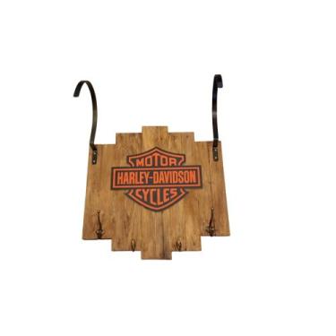 Imagem de Porta Capacete de madeira Izzy Amiel Motociclista Old School Harley, 1