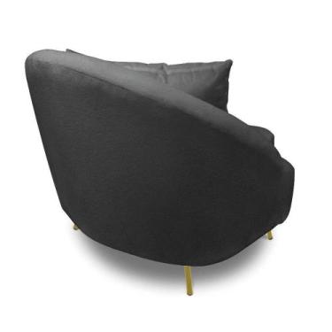 Imagem de Poltrona Decorativa Orgânica Pé Ferro Dou Zaya Bouclê Grafite C05 - D'