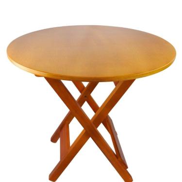 Imagem de Mesa Redonda Dobrável Alagoas Sala de Jantar e Área Exterior Madeira Natural