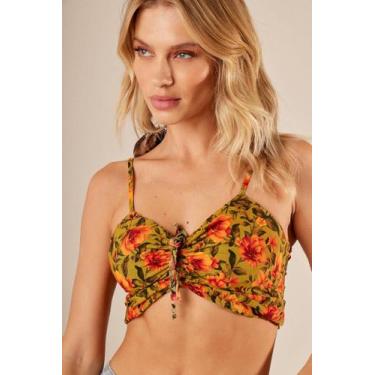 Imagem de Top Cropped Lastex Costas Amarelo Estampado Yacamim F5, P, Estampado