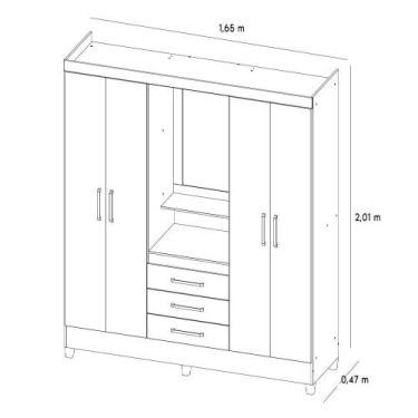 Imagem de Guarda Roupa Casal 4 Portas Capelinha Demóbile Ébano - DEMOBILE, Ébano