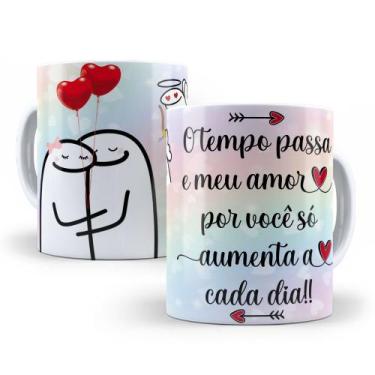 Imagem de Caneca de Cerâmica Branca 325ml Flork Namorados - Mecolour