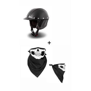 Imagem de Capacete Moto Coquinho Custom Chopper Old School Vintage + Bandana Cav