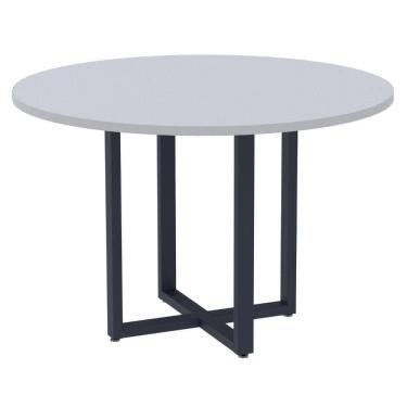 Imagem de Mesa De Reunião Redonda P25 Pandin 110 Cm (largura) Tampo Mdp Cinza Pé Aço Tubular Azul Del Rey