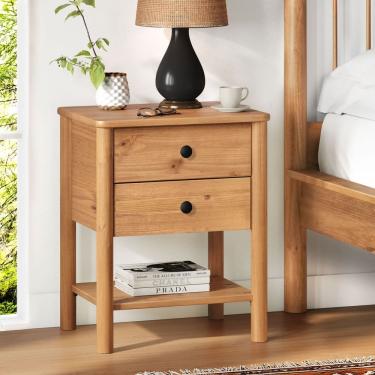 Imagem de Mesa de Cabeceira Madeira 2 Gavetas Corrediças Telescópicas Apoana Freijó