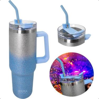 Imagem de Garrafa Térmica Glitter Copo 1200ml Brilhante Bebida Fria Ou Quente Ta