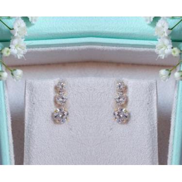 Imagem de Brincos Zircônia 3, 4 e 5mm de Ouro18k Kit com 3 pares - cores a selec