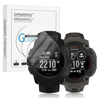Imagem de Orzero (Pacote com 3) Compatível com GRMN Instinct/GRMN Instinct Solar Smartwatch protetor de tela de vidro temperado (não é para instinct 2/Instinct 2X Solar) 2.5D Arc Edges 9H Anti-Scratch HD