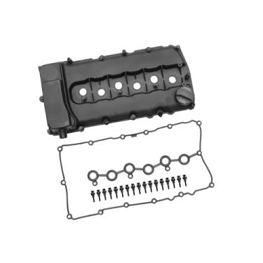 Imagem de A ABSOPRO Tampa da válvula do motor para Volkswagen CC 3.6L 2009-2016 Nº 03H103429L Tampa de balancim da válvula dianteira preta com tampa de óleo de parafuso de junta Válvula PCV 1 conjunto de