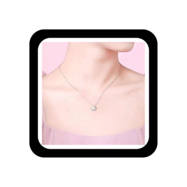 Imagem de Zeshimb Colar de pérolas Boho Shell Zircônia Cúbica Embrulhada Concha do Mar Colar de Pérola Falsa Praia Vieira Colar Pingente Pérola Feriado Joias Oceano para Mulheres, Zinco, Sem Pedra Preciosa