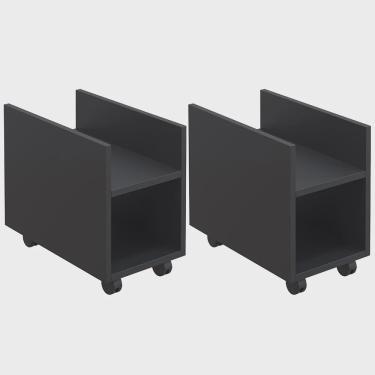 Imagem de Kit 02 Suportes Para Cpu E Nobreak Com Rodízios Guide L03 Preto - Lyam Decor