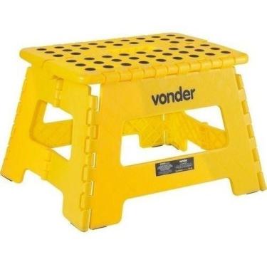 Imagem de Banqueta Plástica Dobrável Com Alça 22cm Multiuso aguenta 150kg Vonder