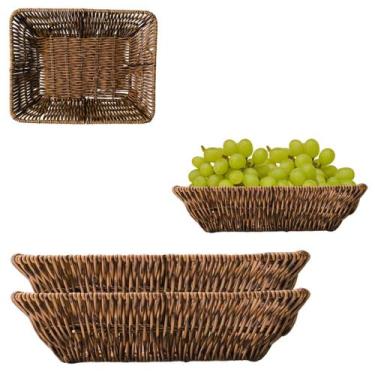 Imagem de Kit 2 Cesta Retangular Fruteira Trançada Para Servir 25,5cm - Top