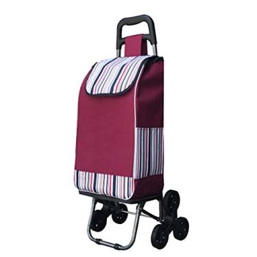Imagem de YGCBL Carrinhos de mão portáteis multifuncionais, carrinho de carrinho de compras, tubo de ferro dobrável, impermeável, tecido Oxford, roda de rolamento removível, 2 cores, vermelho