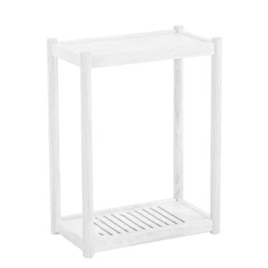 Imagem de WUHUQN Suporte de mídia, armário de armazenamento de mídia AV de madeira maciça, rack de áudio móvel de camada dupla, gabinete estéreo de mesa de impressora, para sala de reunião/estar/gravação