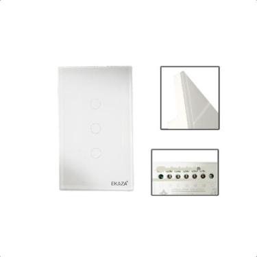 Imagem de Interruptor Touch 2.5D Inteligente 3Botões Wifi -Branco - Ekaza