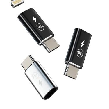 Imagem de 65W Adaptador Lightning fêmea para USB C macho carregador rápido (embalagem com 3) cabo conversor conector para Apple iPhone15 Pro Max Plus para iPad Air Mini compatível com Samsung Galaxy S23 Ultra