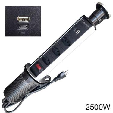 Imagem de Torre tomada embutir retrátil mesa usb tipo c - OIVIDA