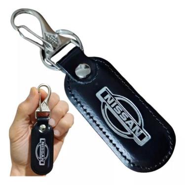 Imagem de Chaveiro Couro Preto Nissan Mosquetão Chave Carro Moto Luxo - RS
