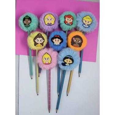 Imagem de 01 Lapis de escrever Princesas Ariel Jasmine Branca de Neve Tiana Rapunzel Ariel Cinderela Bela Moana papelaria fofa mat