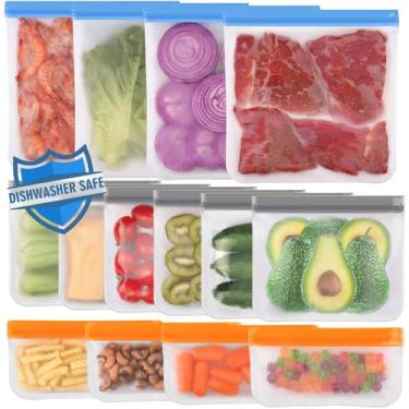 Imagem de Sacos reutilizáveis Lerine Silicone Dishwasher Safe, pacote com 14