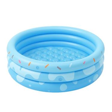 Imagem de Piscina Infantil Inflável Gigante Donuts Azul 220L Boia Crianças Diversão (Azul)