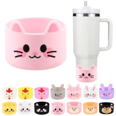 Imagem de Feiyonec Linda bota de silicone animal para copo Stanley de 1,134 g, gato-rosa