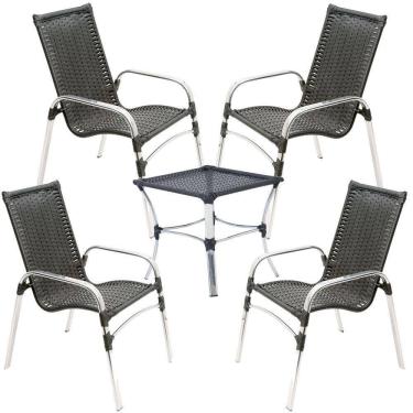Imagem de 4 Cadeiras E Mesa Emily Alumínio Piscina, Jardim Trama