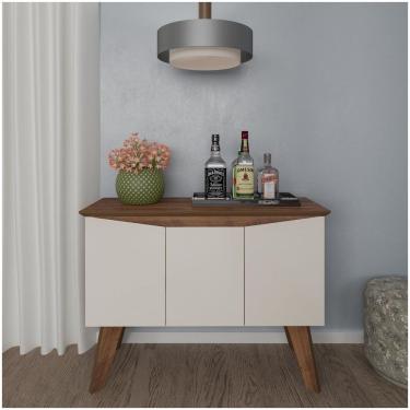 Imagem de Bancada Buffet Pinho/ Off White 3 Portas Borda Invertida