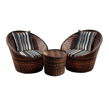 Imagem de Conjunto De Poltronas Bola 2 Poltronas + 1 Mesa Centro Preto