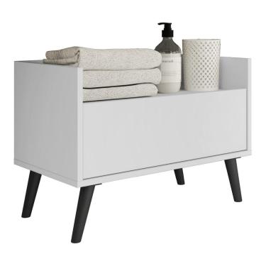 Imagem de Gabinete Armário Banheiro 80Cm Retrô Multimóveis V5000 Branco/Preto Branco/Preto