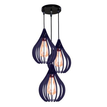 Imagem de Luminária Teto Lustre Pendente Balcão Cozinha Sala Trio Cor:azul