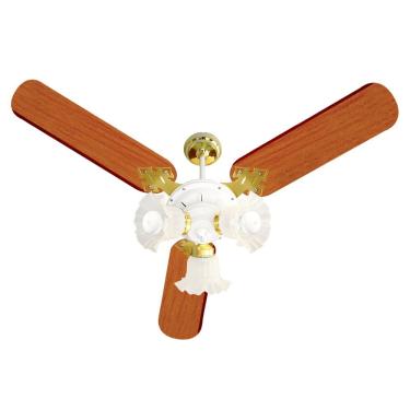 Imagem de Ventilador De Teto Venti-delta New Zeta Branco Com Dourado 3 Pás Mogno 220v