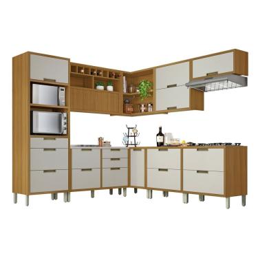 Imagem de Cozinha 9 Peças ângulo Torre Quente 100% Mdf Imperatriz Nesher Freijó-off White