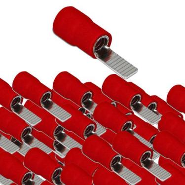 Imagem de Kit 100 terminais pre isolado pino chato 10mm vermelho - STARK