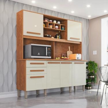 Imagem de Armário Cozinha Luna Top 6 Portas 2 Gavetas Cinamomo Off White - Imop