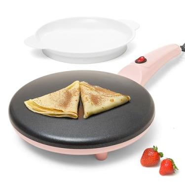Imagem de Moss & Stone Máquina De Crepe Elétrica Rosa 8", Fogão Portátil E Com Placa Aquecimento Pan Apo, Interruptor Liga/Desliga, Revestimento Antiaderente, Controle Automático Temperatura, Fácil Usar Para