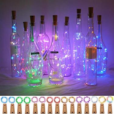 Imagem de Cynzia 20 Luzes Led Para Garrafas De Vinho Com Cortiça, Pacote 15 Fada Em Formato Cortiça Operadas Por Bateria, Mini Fio Cobre Prateado À Prova D'Água Festas, Casamentos, Natal, Decoração Quarto (Co
